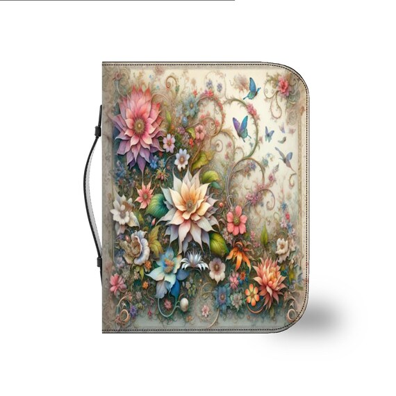 Floral Dahlia Bible Cover: Pink & Yellow PU Leather Book Protector