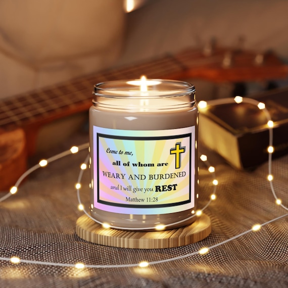 Aromatherapy Candles with Biblical Quotes - Vibrant Rainbow Label - Assorted Scents