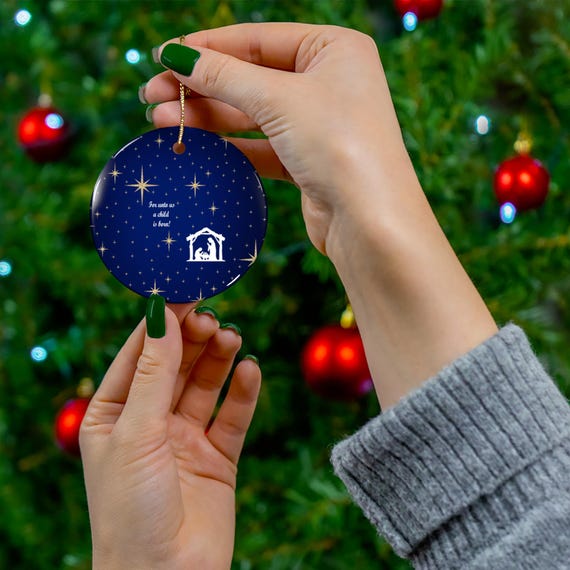 Nativity Ceramic Ornament: Glossy Christmas Tree Decoration
