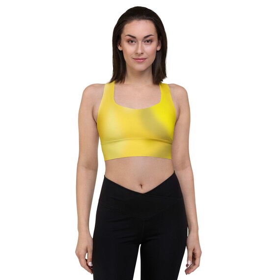 Seamless Longline Sports Bra in Yellow Gradient - Sustainable Recycled Material for Ultimate Support