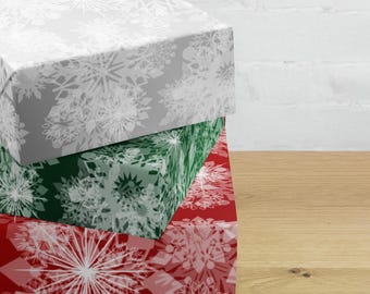 Elegant  Snowflakes Gift Wrap - Variety of Colors, Set of 3
