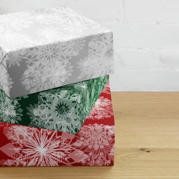Elegant  Snowflakes Gift Wrap - Variety of Colors, Set of 3