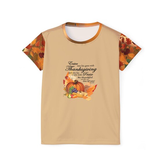 Beige Thanksgiving Pajama Shirt: Autumn Leaves Jersey Sleepwear