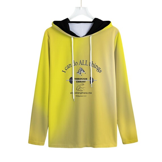 Christian Men's Ombre Hoodie: Inspirational Bible Verse, UPF 50+ Outdoor Wear