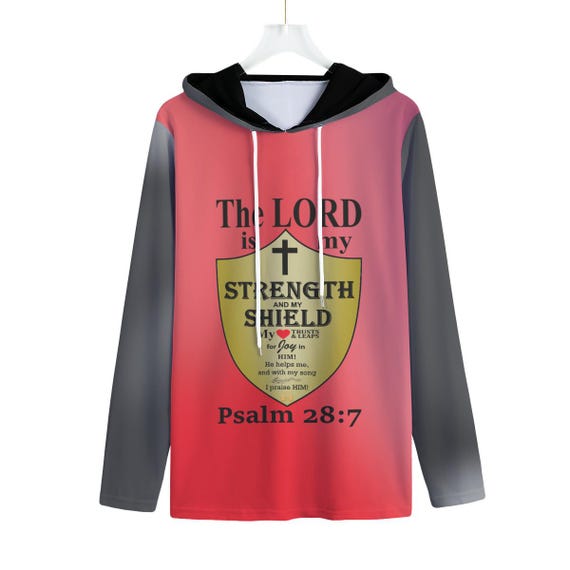 Christian Men's Ombre Hoodie: Inspirational Bible Verse, UPF 50+