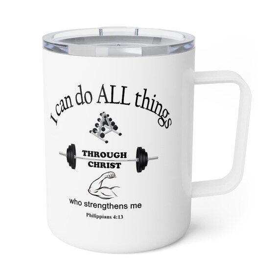 Inspirational Bible Verse Coffee Mug: Christian Gift, 10oz Stainless Steel