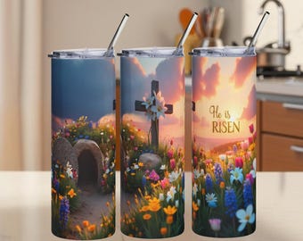 Floral Cross Tumbler: Inspirational Stainless Steel Travel Mug