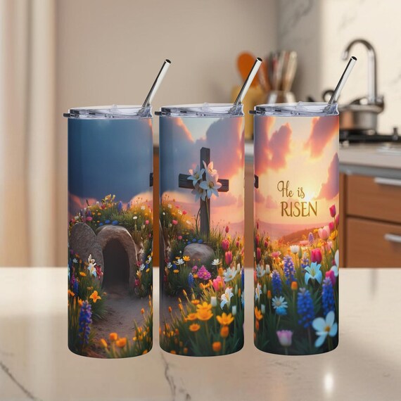 Floral Cross Tumbler: Inspirational Stainless Steel Travel Mug