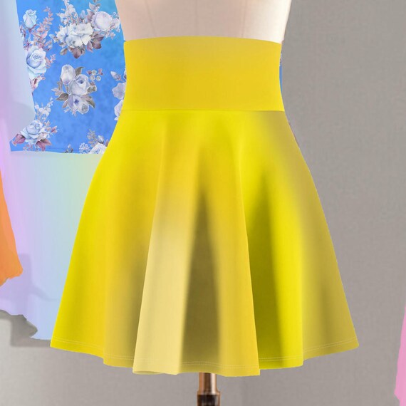 Yellow Ombre Skater Skirt: Gradient Print, Versatile Fit