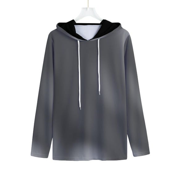 Men's Sports Warmup Hoodie, Outdoor Wear in Multiple Vibrant Gradient Ombre Colors, Grey Gradient