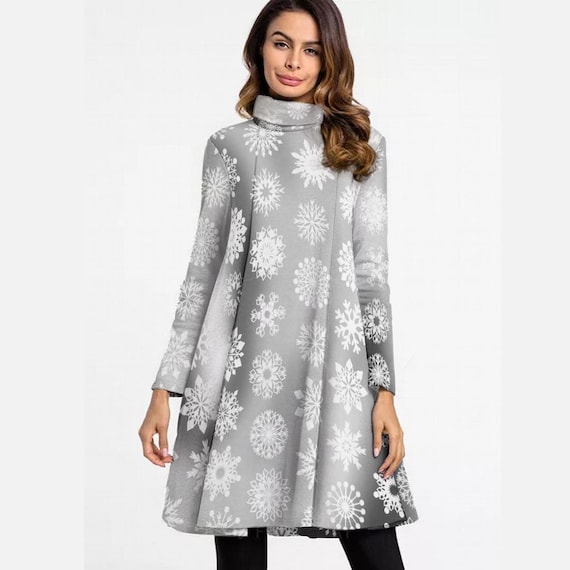 Floral Print High Neck Midi Dress: Elegant Fall Fashion