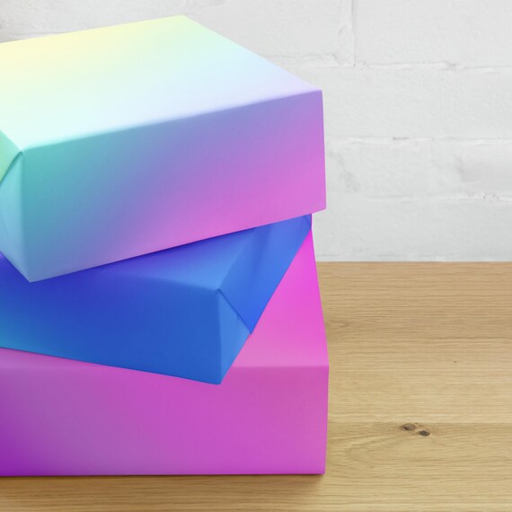 Pastel Rainbow Gradient Wrapping Paper - 3 Matte Sheets