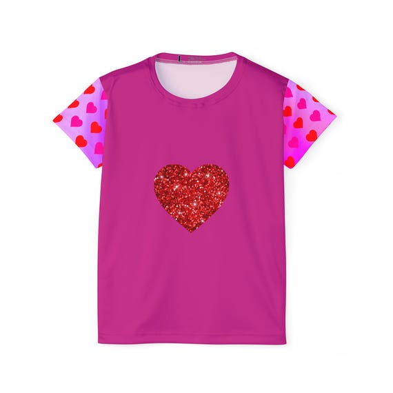 Magenta Heart Sports Jersey: Women's Activewear Top