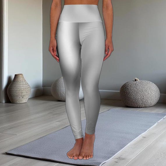 Grey Ombre High Waisted Yoga Leggings for Women | Tummy Control Workout Pants | Vibrant Gradient Stylish Athleisure Activewear Gift