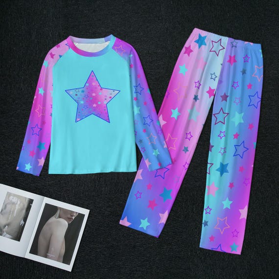 Celestial Star Pajama Set: Ombre Loungewear for Women