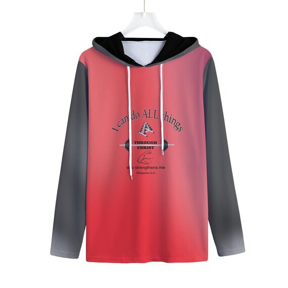 Christian Men's Ombre Hoodie: Inspirational Bible Verse, UPF 50+ Outdoor Wear