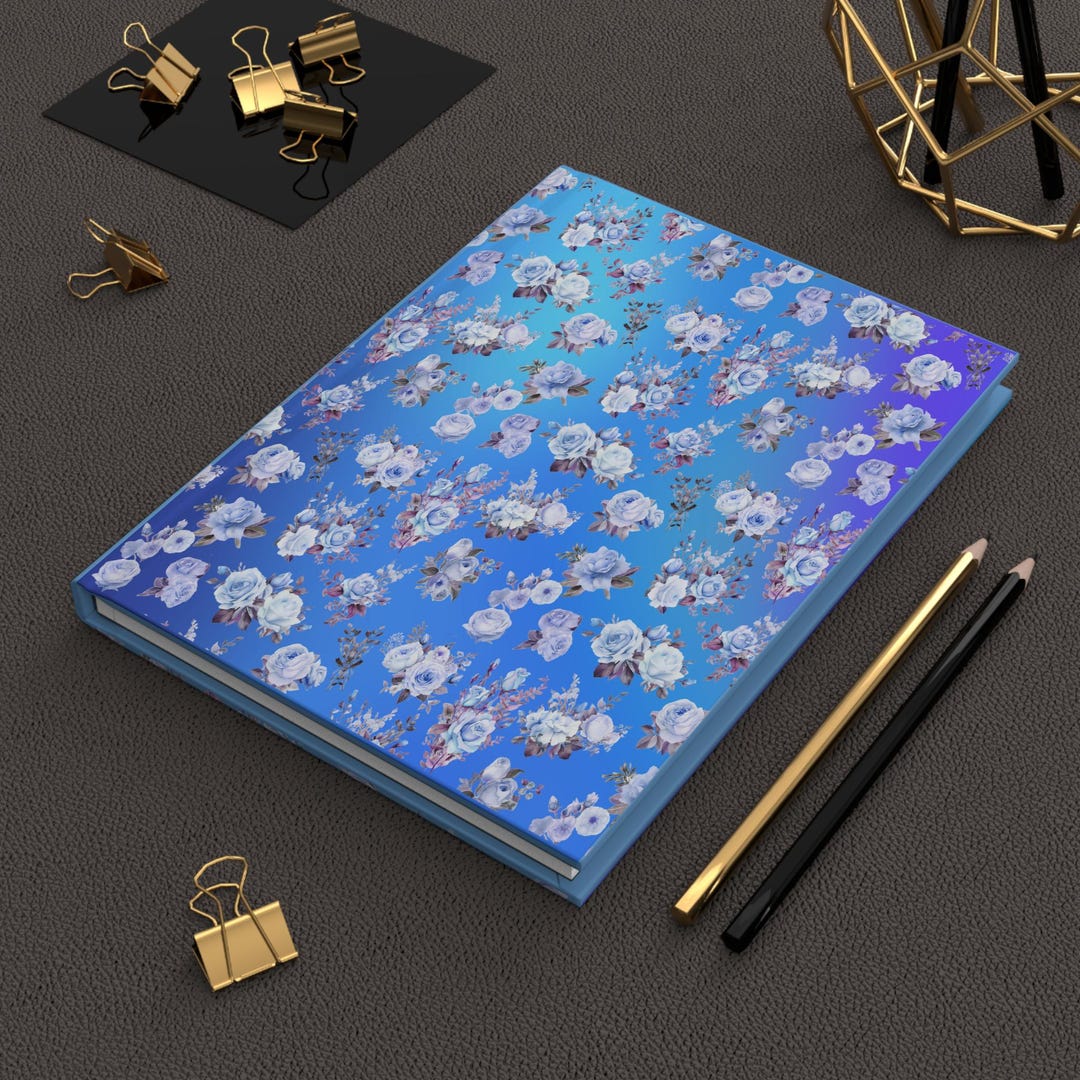 Blue Floral Hardcover Journal: Personalized Matte Notebook - Etsy