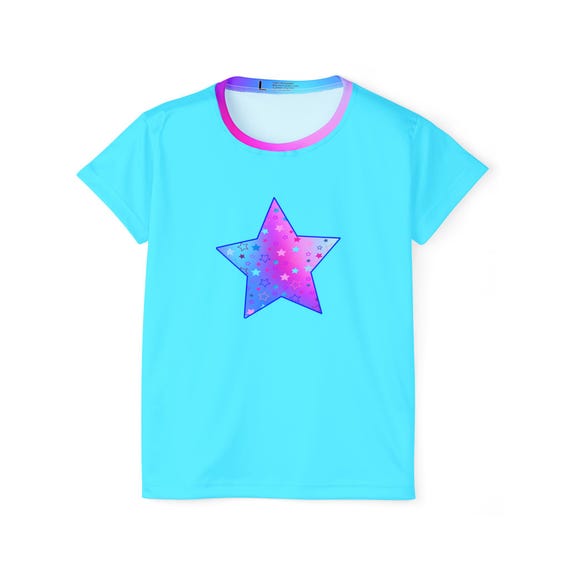 Turquoise Women's Sports Jersey: Star Graphic Athleisure Tee