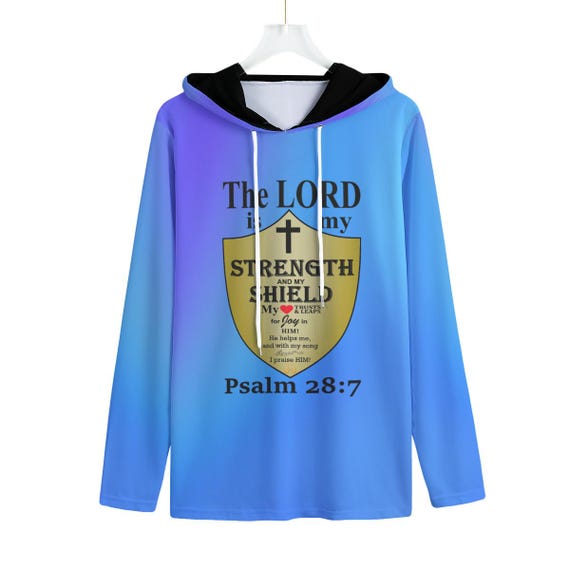 Men's Christian Sports Hoodie: Ombre Colors, Inspirational Bible Verse