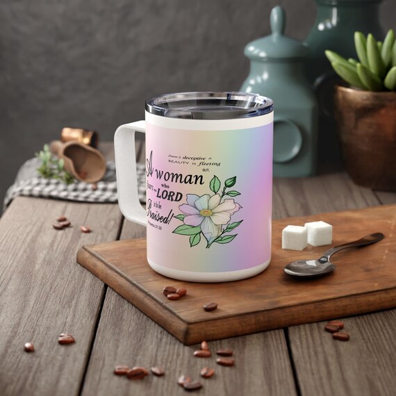 Bible Verse Insulated Coffee Mug: Christian Scripture Gift, 10oz