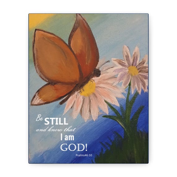 Butterfly Canvas Art: Inspirational Scripture, Floral Home Decor