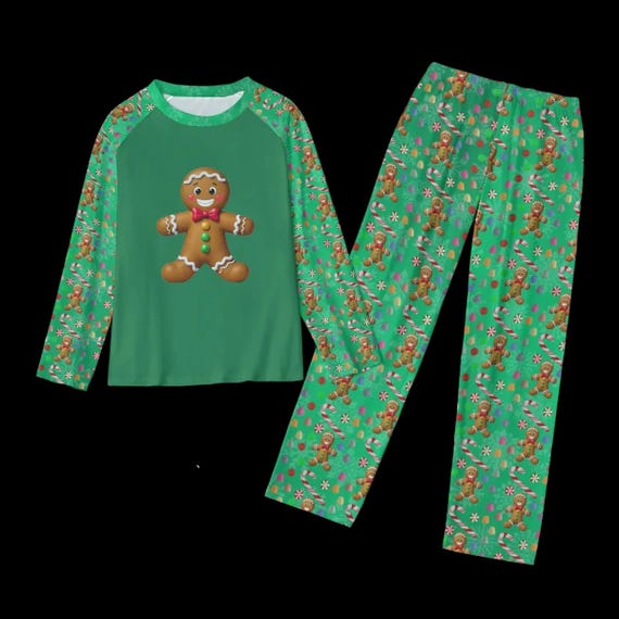 Women's Gingerbread Man Pajama Set: Christmas Holiday Loungewear