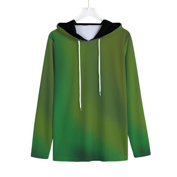 Men's Sports Warmup Hoodie, Outdoor Wear in Multiple Vibrant Gradient Ombre Colors, Army Green