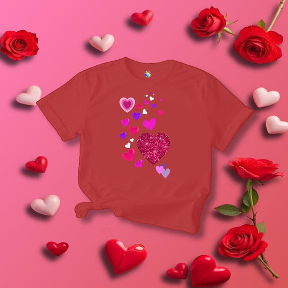 Heart-filled Tee, Love Hearts Shirt, Valentine's Day T-Shirt, Romantic Graphic Top, Couples Matching Apparel