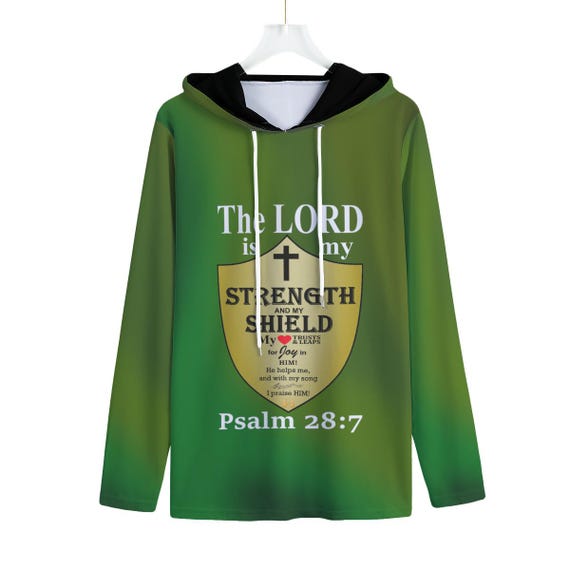 Christian Men's Sports Hoodie: Ombre Colors, Inspirational Bible Verse