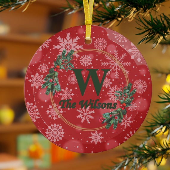 Family Monogram Glass Ornament: Personalized Christmas Keepsake