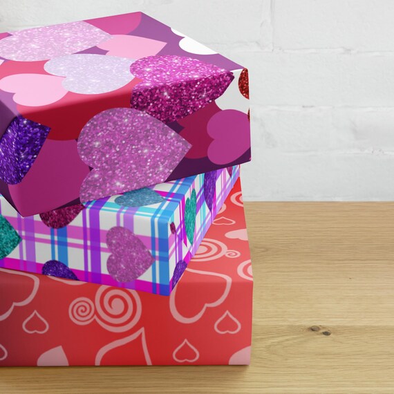 Sweetheart Valentine's Day Gift Wrapping Paper Trio, Romantic Gift wrapping paper sheets, Set of 3