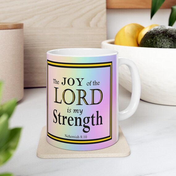 Inspirational Bible Verse Coffee Mug: Rainbow Botanical Ceramic Gift
