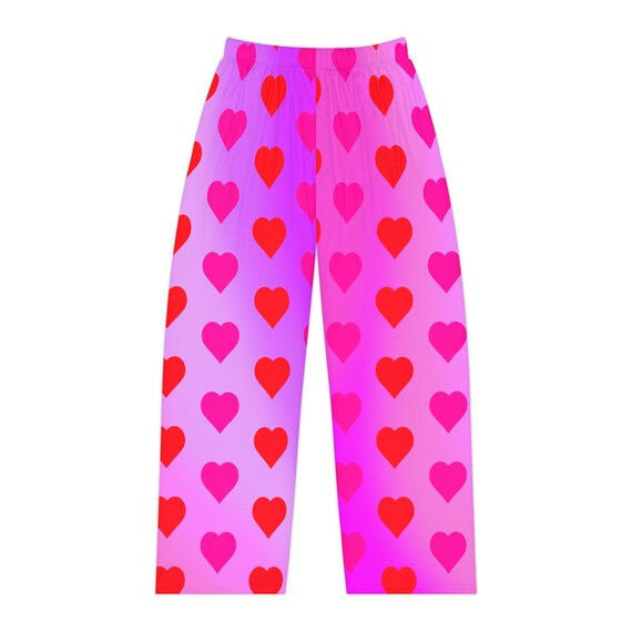 Pink Heart Pajama Pants: Valentine's Day Lounge Sleepwear for Women