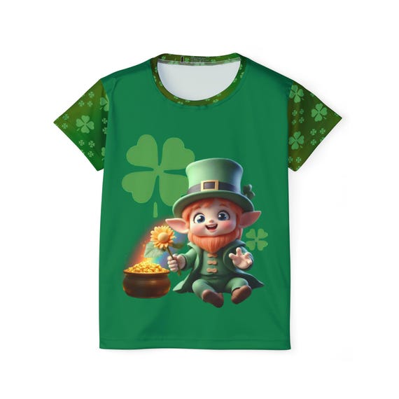 Women's St. Patrick's Day Sports Jersey: Leprechaun Kawaii Art