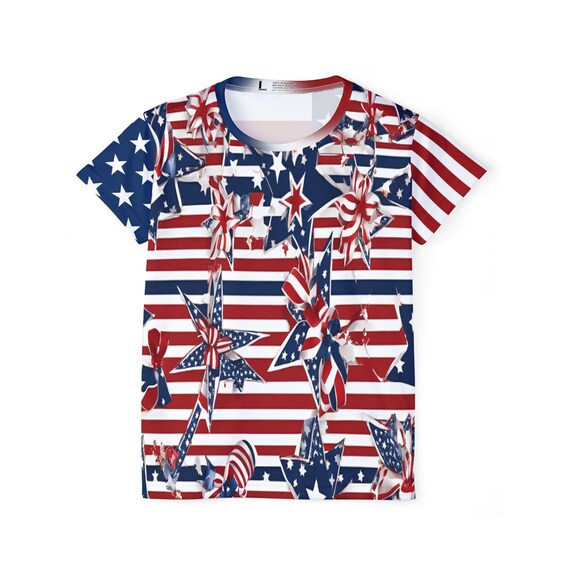 Show Your American Pride with Stylish USA Flag Inspired Jersey Tees - Lightweight and Trendy!