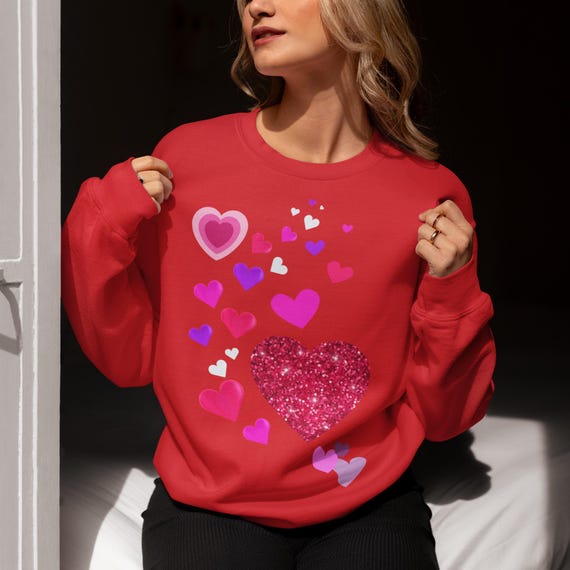 Coquette Heart Pattern Sweatshirt - Valentine's Day Cozy Top
