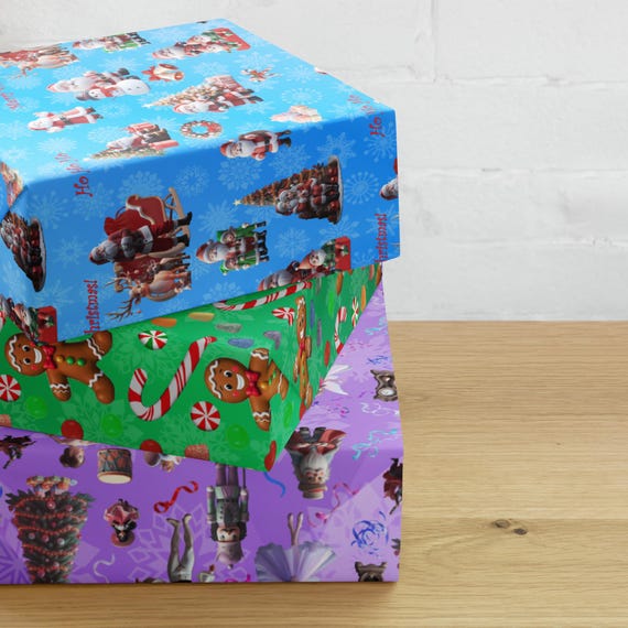 Christmas Wrapping Paper Set: Nutcracker, Santa, Gingerbread Man- Kawaii Art (3 Sheets)