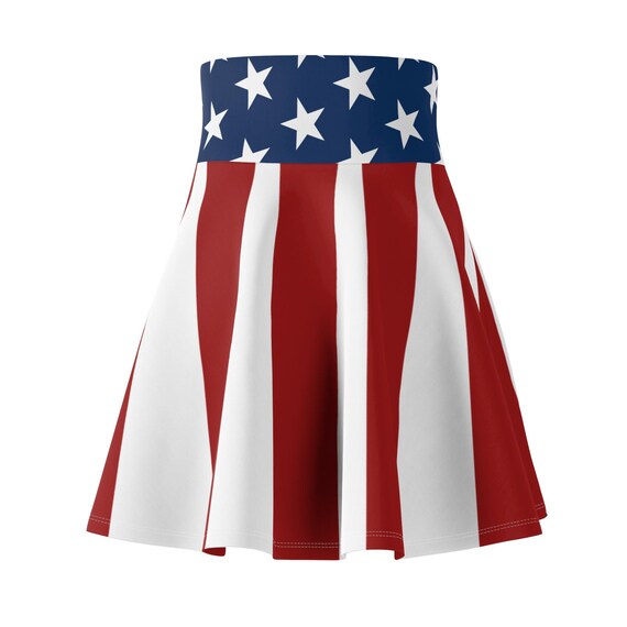 Patriotic Skater Skirt with USA Flag Inspired Design - Red, White, and Blue Style