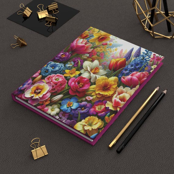 Blooming Garden Hardcover Journal, Vibrant Floral Matte Finish, 150 Lined Pages