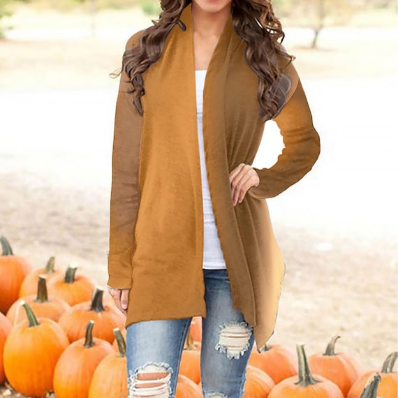 Brown Ombre Cardigan: Women's Open Front Fall Layer