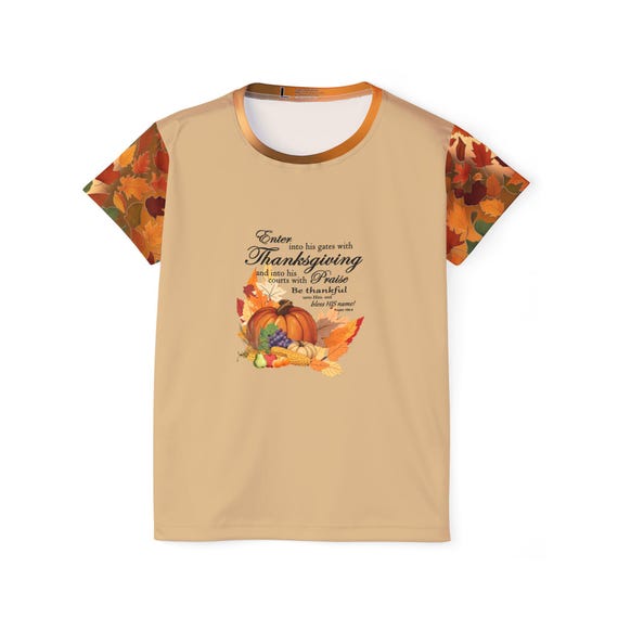 Thanksgiving Bible Verse Sports T-Shirt: Fall Harvest Graphic