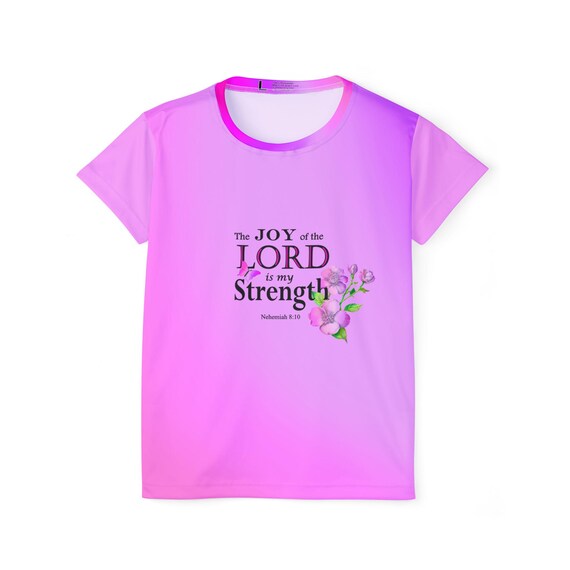 Christian Workout Jersey: Joy & Strength Bible Verse, Pink Floral Activewear