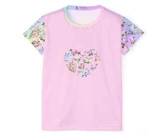 Pink Floral Heart Pajama Top: Pastel Rainbow Sleepwear