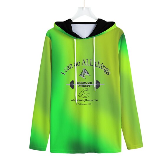 Men's Christian Sports Hoodie: Ombre Gradient, Inspirational Bible Verse