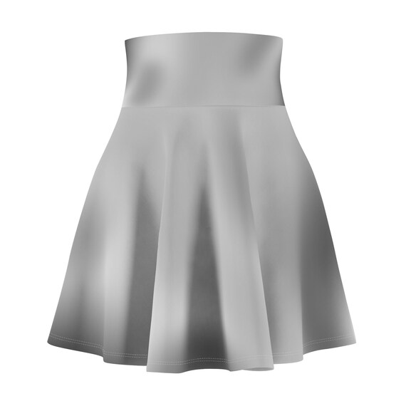 Grey Ombre Skater Skirt High Waist, A-Line Flowy Mini Skirt, Soft Stretchy Women’s Skirt, Casual Everyday Fashion, High-Rise Trendy Outfit