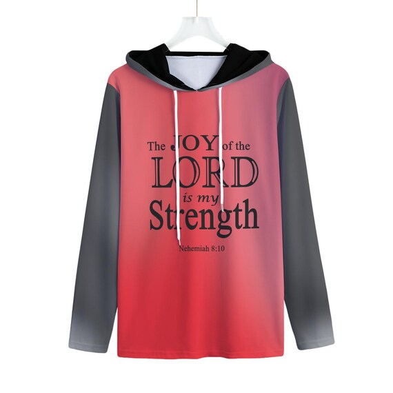 Christian Men's Ombre Hoodie: Inspirational Bible Verse, UPF 50+ Outdoor Wear
