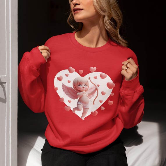 Cupid Sweatshirt with Heart Motif - Sweet and Stylish Gift for Her, kawaii art, Perfect Sweet Gift for Her!