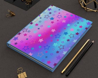 Rainbow Star hardcover dagboek: gepersonaliseerd mat notitieboek
