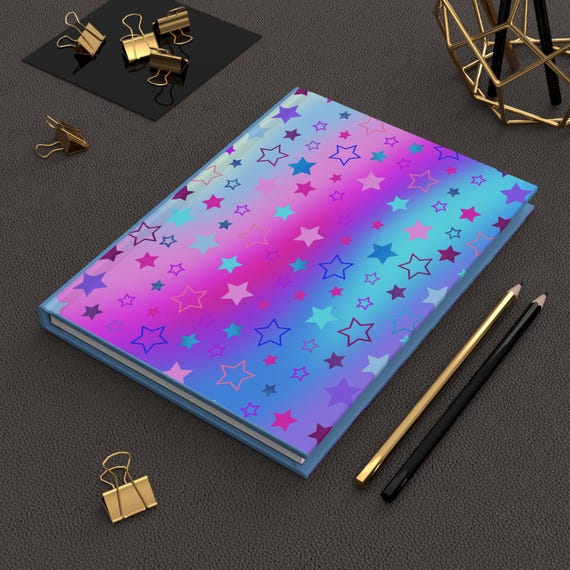 Rainbow Star Hardcover Journal: Personalized Matte Notebook