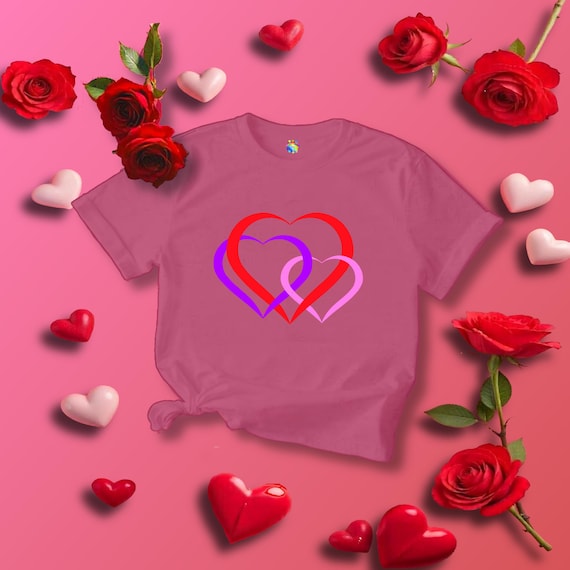 Linked Hearts Tee, Love Hearts Shirt, Valentine's Day T-Shirt, Romantic Graphic Top, Couples Matching Apparel